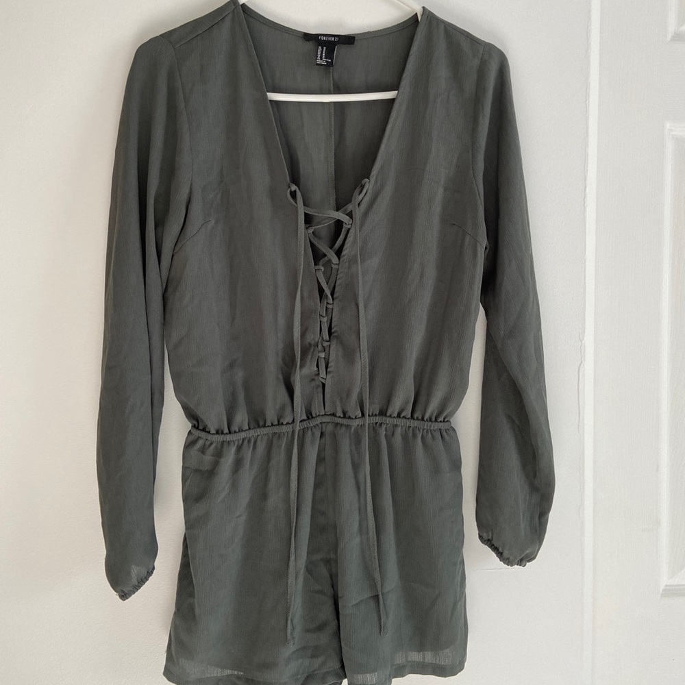 Army green romper